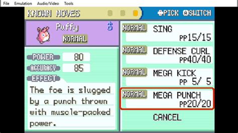 In Pokemon firered which does more damage mega punch or meg.